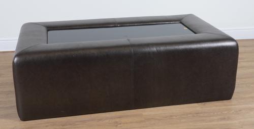 A LEATHER FAUX SHAGREEN RECTANGULAR FOOTSTOOL