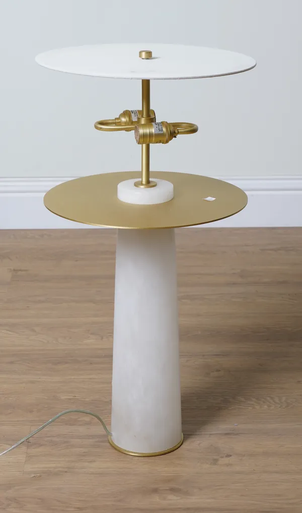 A MODERN CYLINDRICAL FROSTED GLASS TABLE LAMP