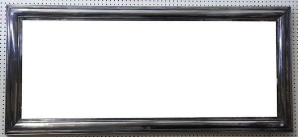 A PAIR OF MODERN SILVERED METAL RECTANGULAR WALL MIRRORS (2)