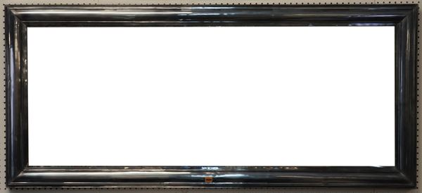 A MODERN SILVERED METAL RECTANGULAR WALL MIRROR