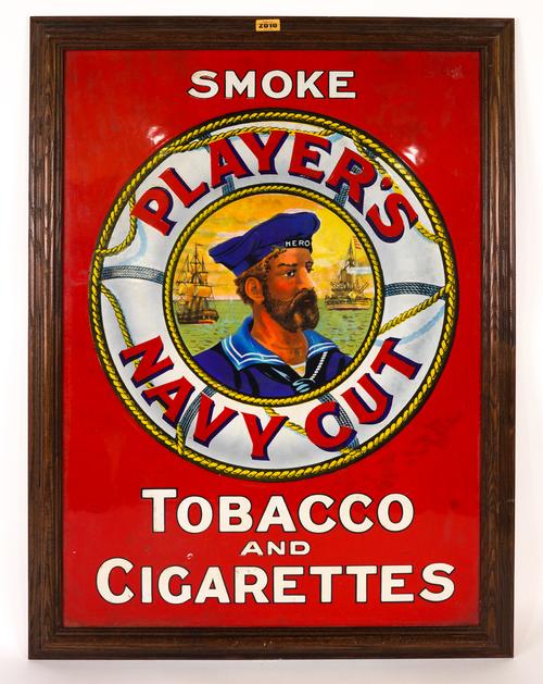 PLAYER'S NAVY CUT “SMOKE TOBACCO AND CIGARETTES” ENAMEL SIGN