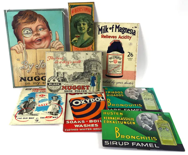 A GROUP OF EIGHT EARLY 20TH CENTURY TIN ADVERTISING SIGNS (8)