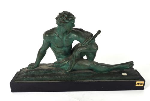 ALEXANDRE KELETY (1918-1940); AN ART DECO FRENCH BRONZE OF AN ARCHER