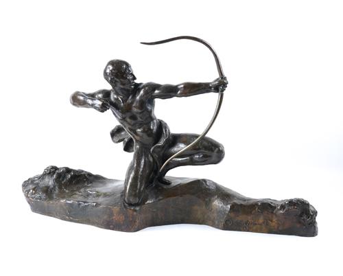 AMADEO GENNARELLI (ITALIAN 1881-1943); AN ART DECO FRENCH BRONZE OF AN ARCHER