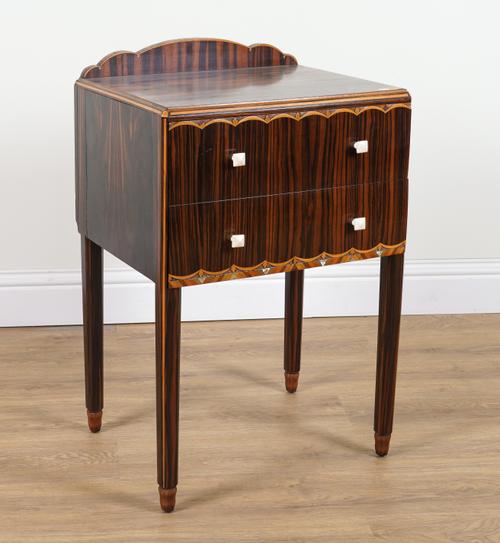 AN ART DECO COROMANDEL TWO DRAWER SIDE TABLE