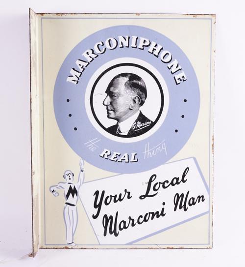 MARCONIPHONE THE REAL THING “YOUR LOCAL MARCONI MAN”, DOUBLE SIDED ENAMEL SIGN (3)