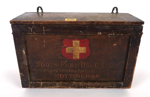 ‘BOOTS PURE DRUG’, AN EARLY 20TH CENTURY STAINED BEECH MEDICINE CABINET