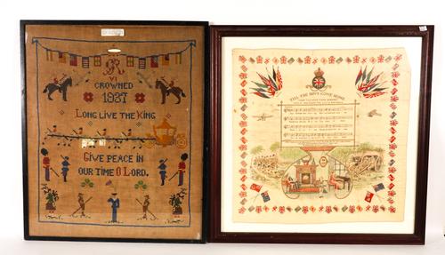 A GEORGE VI CORONATION NEEDLEWORK SAMPLER (2)