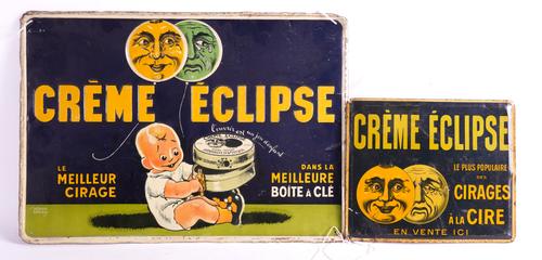 CREME ECLIPSE, TWO TIN ADVERTISING SIGNS (2)