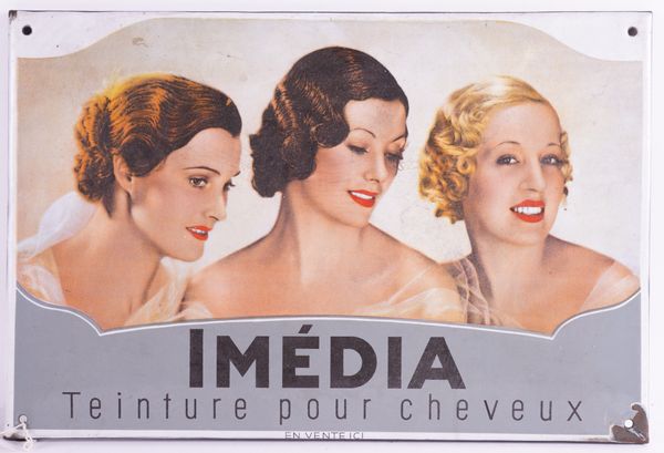 IMEDIA “TEINTURE POUR CHEVEUX” ENAMEL SIGN