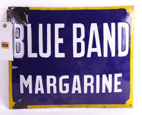 "BLUE BAND MARGARINE", A BLUE AND YELLOW ENAMEL SIGN