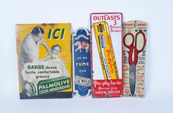 A GROUP OF THREE EARLY 20TH CENTURY TIN ADVERTISING SIGNS (4)