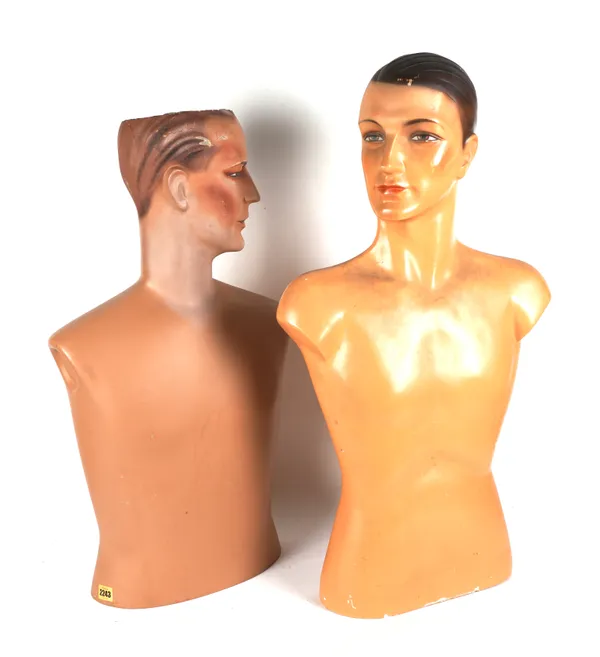 TWO MID 20TH CENTURY MALE MANNEQUIN TORSOS (2)