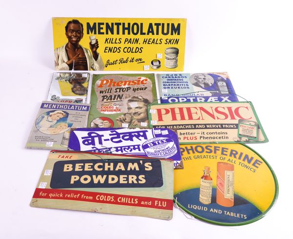 A GROUP OF EIGHT EARLY 20TH CENTURY MEDICINE RELATED METAL ADVERTISING SIGNS (9)