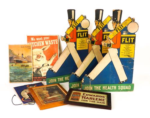 A GROUP OF EIGHT EARLY 20TH CENTURY CARD ADVERTISING SIGNS (8)