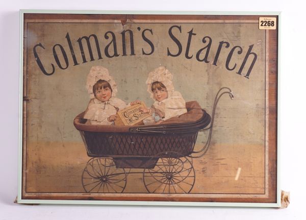 COLMAN'S STARCH, AN EARLY 20TH CENTURY ADVERTISING POSTER ON BOARD