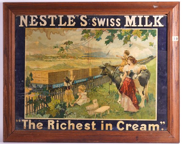 NESTLE'S SWISS MILK, A LARGE ADVERTISING POSTER DEPICTING A MILK MAID