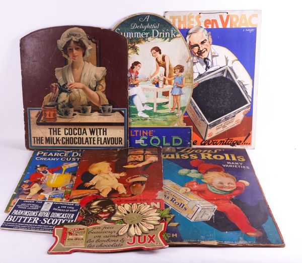 A GROUP OF NINE EARLY 20TH CENTURY CARD ADVERTISING SIGNS (9)