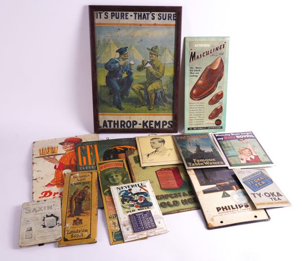 A GROUP OF FOURTEEN EARLY 20TH CENTURY ADVERTISING SIGNS (14)