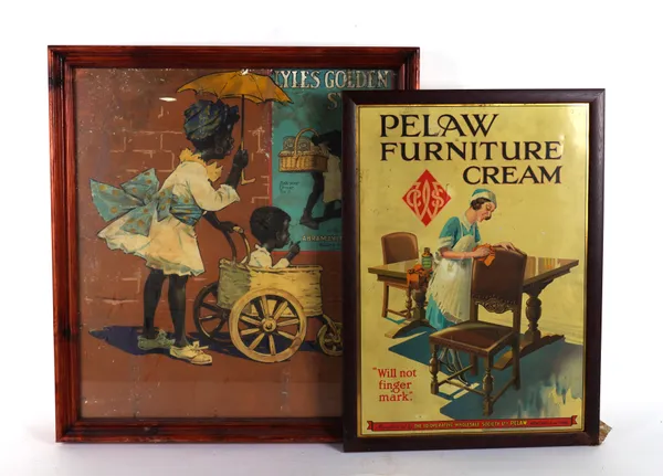 A GROUP OF FIVE EARLY 20TH CENTURY FRAMED ADVERTISING SIGNS (5)