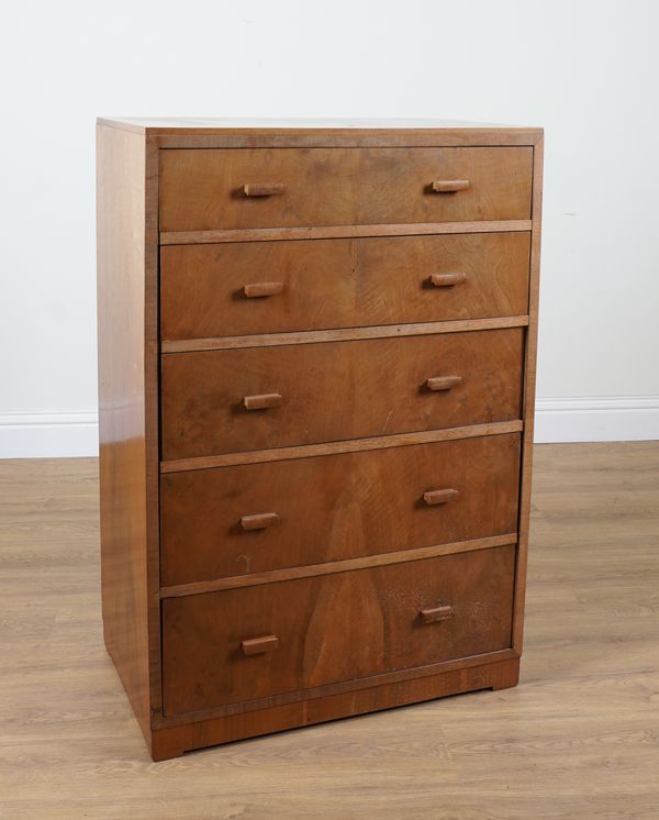 HEALS, A MID 20TH CENTURY WALNUT TALL CHEST