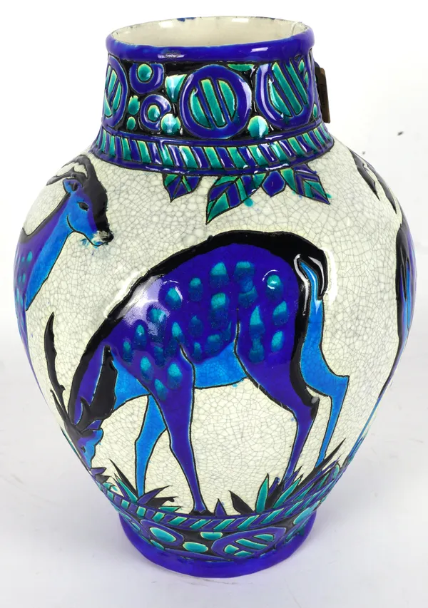 A BOCH FRERES POTTERY VASE DESIGNED BY CHARLES CATTEAU