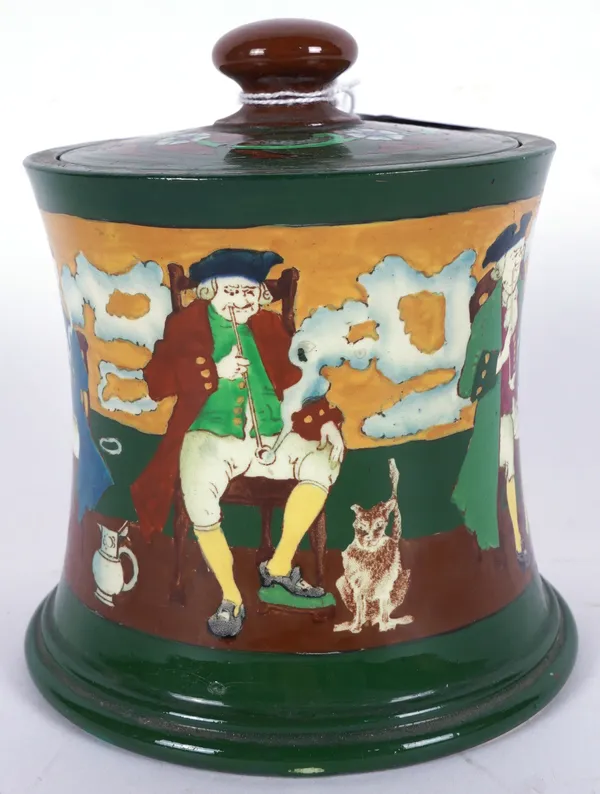 A WILEMAN & CO., FOLEY `INTARSIO' TOBACCO JAR AND COVER DESIGNED BY FREDERICK RHEAD (2)