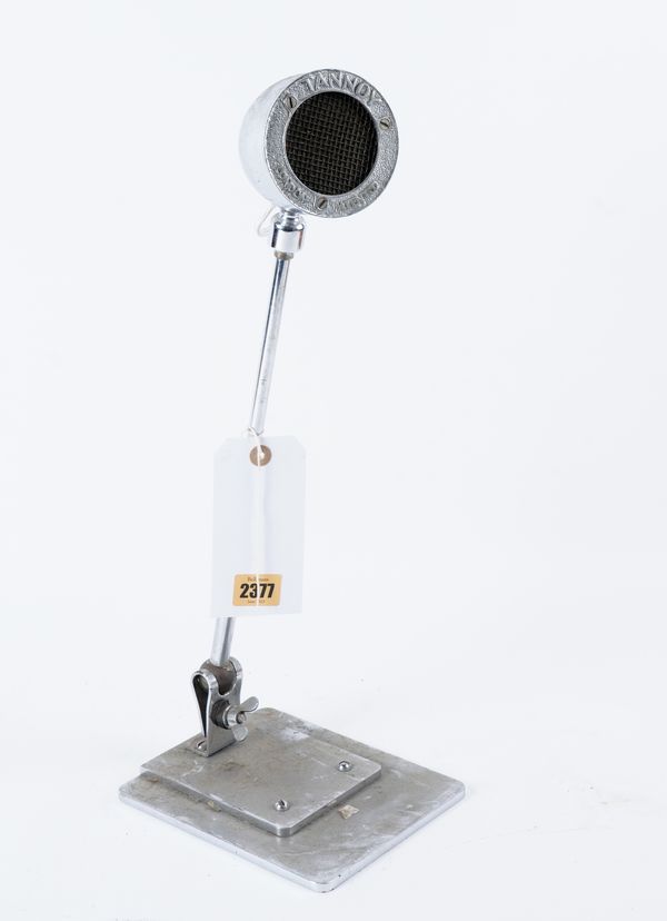 TANNOY LONDON, A MID 20TH CENTURY CHROME PLATED ADJUSTABLE MICROPHONE ON STAND