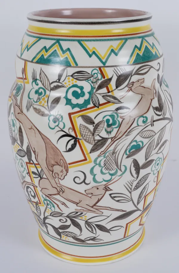 A TALL POOLE POTTERY `BUSH-VELT' VASE