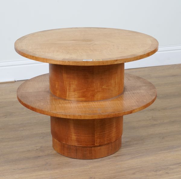 HEALS, A MID 20TH CENTURY SATINWOOD CIRCULAR TWO TIER OCCASIONAL TABLE