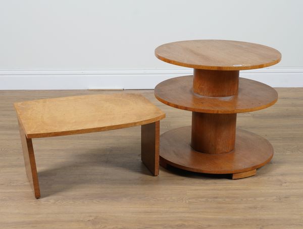 A MID 20TH CENTURY OAK THREE TIER CIRCULAR OCCASIONAL TABLE (2)