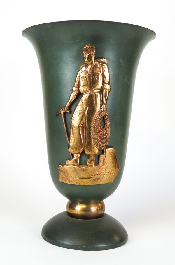 A FRENCH GILT MOUNTED TOLE-PEINTE TABLE LAMP