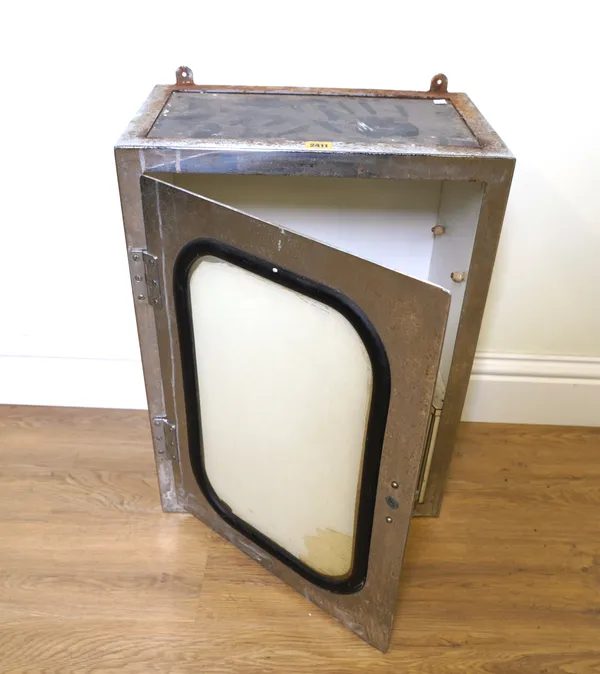 A MID 20TH CENTURY CHROME HANGING WALL CABINET