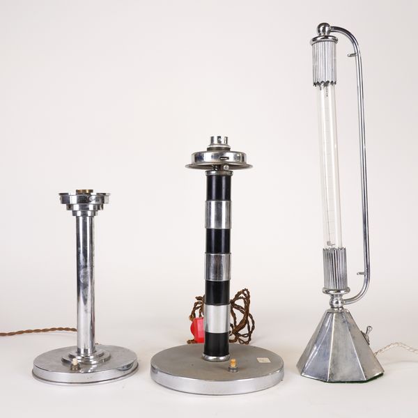 A GROUP OF THREE CHROME-PLATED TABLE LAMPS (3)