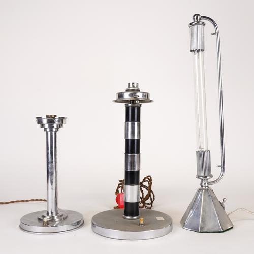 A GROUP OF THREE CHROME-PLATED TABLE LAMPS (3)