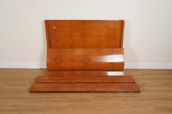 A MID 20TH CENTURY BURR WALNUT DOUBLE BED