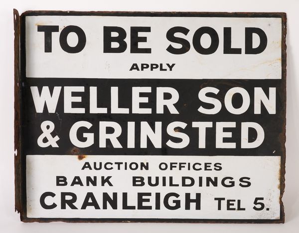 WELLER SON & GRINSTED CRANLEIGH DOUBLE SIDED POST SIGN