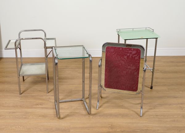 A GROUP OF FOUR MID 20TH CENTURY CHROME TUBULAR SIDE TABLES (4)