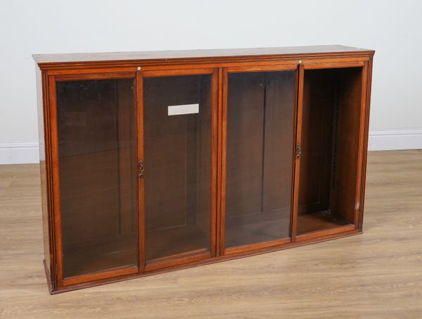 A LATE 19TH CENTURY MAHOGANY FOUR DOOR DISPLAY CABINET