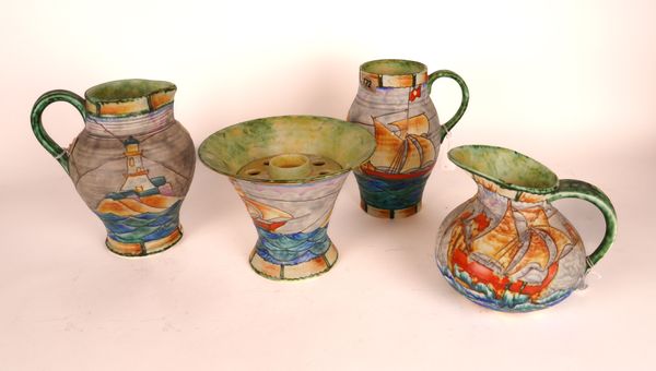 FOUR PIECES OF CROWN DEVON FIELDINGS ‘MATTITA’ PATTERN POTTERY (4)