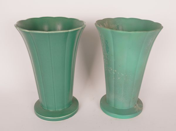 KEITH MURRAY FOR WEDGWOOD: TWO GLAZED EARTHENWARE VASES (2)