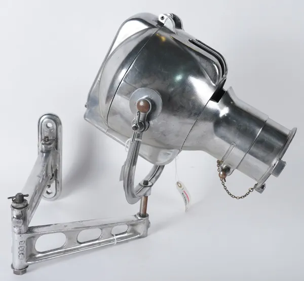 A PAIR OF BRITISH ALUMINIUM WALL MOUNTED SPOT LIGHTS (2)