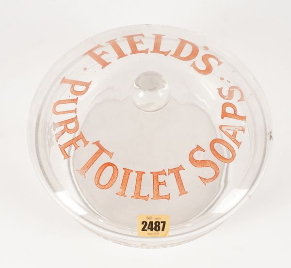 FIELD'S PURE TOILET SOAPS, AN EARLY 20TH CENTURY LIDDED GLASS ADVERTISING BOWL