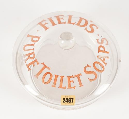 FIELD'S PURE TOILET SOAPS, AN EARLY 20TH CENTURY LIDDED GLASS ADVERTISING BOWL