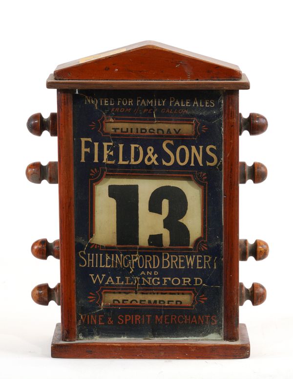 A LATE 19TH CENTURY FRUITWOOD CASED DAY DATE CALENDAR