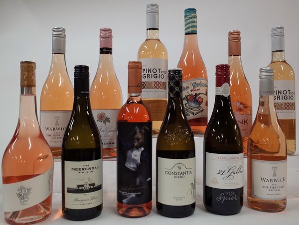 9 BOTTLES SOUTH AFRICAN ROSÉ AND 3 WHITE WINE