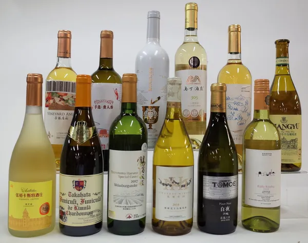 11 BOTTLES CHINESE AND JAPANESE WHITE AND 1 RED WINE