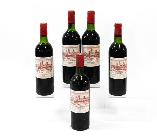 FIVE BOTTLES OF COS D'ESTOURNEL 1975 (5)