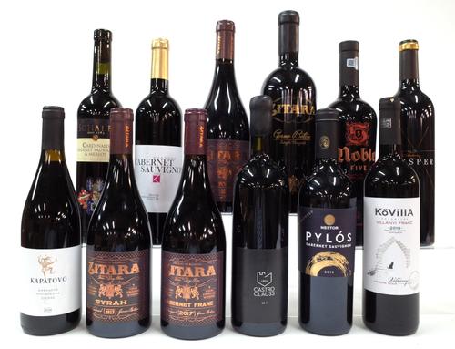 12 BOTTLES BULGARIAN, GREEK, HUNGARIAN AND GERMAN RED WINE