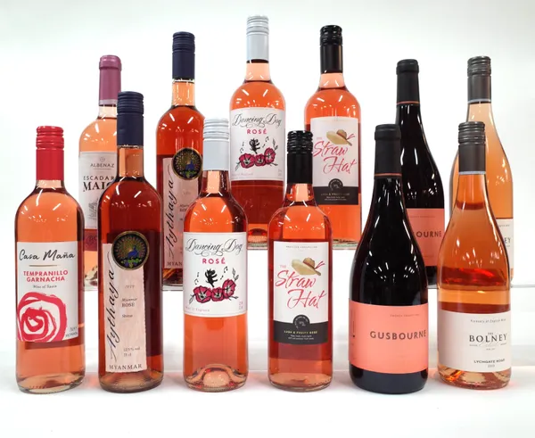 12 BOTTLES ENGLISH, SPANISH, PORGUGUESE AND MYANMARIAN ROSÉ WINE